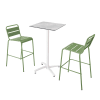 Ensemble table haute stratifié marbre et 2 chaises hautes vert cactus