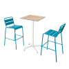 Ensemble table haute chêne naturel et 2 chaises bleu pacific
