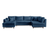 Canapé d'angle droit 7 places en tissu bouclette bleu nuit