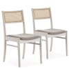 2er Set Stühle aus natürlichem Rattan, weiß