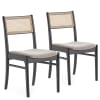 2er Set Stühle aus natürlichem Rattan, Schwarz