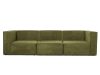3-Sitzer-Sofa Chaiselongue bezogen grünem Kord-Samt