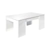 Tavolino Con Piano Sollevabile - 100 X 50 X 45 Cm - LED - Truciolare E Metallo Bianco Lucido