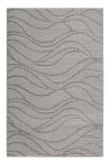 Tapis plat velours ras à relief motif gris sur fond taupe 200x200