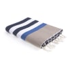 Fouta tricolore coton 100x200 bleu jean / bleu grec