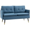 Canapé 2 places style art-déco effet capitonné tissu bleu