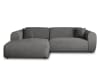 Canapé d'angle gauche 4 places en velours côtelé gris foncé