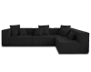 Canapé modulable 5 places angle droit en velours côtelé noir
