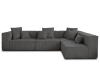Canapé modulable 5 places angle droit en velours côtelé gris foncé