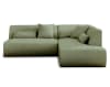 Canapé modulable 5 places angle droit en tissu vert sauge