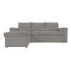 Canapé d'angle convertible 4 places en velours côtelé gris clair
