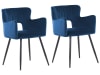 Conjunto de 2 sillas de comedor de terciopelo azul marino