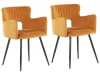 Conjunto de 2 sillas de comedor de terciopelo naranja negro