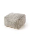 Pouf en laine fait main beige/noir 55x55x30