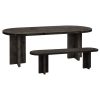 Pack mesa comedor ovalada y banco de madera maciza negro 200x75cm