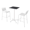 Ensemble table haute stratifié noir et 2 chaises hautes blanc