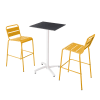 Ensemble table haute stratifié noir et 2 chaises hautes jaune