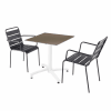 Ensemble table de terrasse stratifié taupe avec 2 fauteuils gris