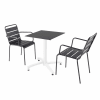Ensemble table de terrasse noir et 2 fauteuils gris