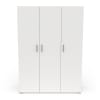 Armoire 3 portes avec penderie - L135 x H186 cm - Blanc