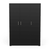 Armoire 3 portes avec penderie - L135 x H186 cm - Chêne artisan / noir