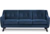 Sofa, 3 Sitzer im zeitlosen Design, Velours-Bezug, blau