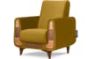 Klassischer Sessel aus Schaumstoff und Holz, gelb