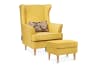 Klassischer Sessel mit Sitzhocker, Gelb