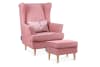 Klassischer Sessel mit Sitzhocker, rosa