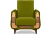 Klassischer Sessel aus Schaumstoff und Holz, grün