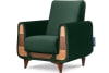 Klassischer Sessel aus Schaumstoff und Holz, dunkelgrün