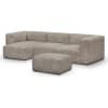 Canapé modulable angle gauche 4 places velours côtelé taupe + pouf