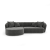 Canapé d'angle gauche velours gris graphite
