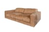 Extrabreites Sofa mit Kissen aus Leder, hellbraun