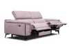 Canapé droit 3 places avec 2 relax électriques tissu rose