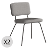 Lot de 2 chaises avec tissu et pieds métalliques couleur gris