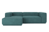 Canapé d'angle en tissu 5 places bleu paon