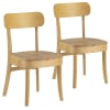 Pack de 2 chaises couleur chêne, bois massif