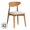 Lot de 2 chaises en bois et tissu recyclé couleur beige