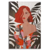 Stampa su tela multicolore donna con foglie cm 80x2,8x120