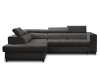 Canapé d'angle gauche convertible 5 places en tissu gris foncé