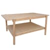 Mesa de centro de madera en tonos claros con balda de rafia 100x60cm