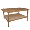 Mesa de centro de madera en tono roble con balda de rafia 120x70cm