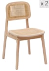 Set 2 sillas escandinavas en madera y ratán