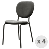 Chaise en Velours Gris Carbone et métal noir (x4)