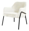 Lounge-Sessel aus Chenille-Stoff und Metall, ecru und mattschwarz