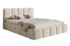 Bett mit Polsterrahmen, Boucle-Bezug in Hellbeige, 160 cm
