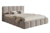 Bett mit Polsterrahmen, Boucle-Bezug in Hellgrau, 160 cm