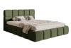 Bett mit Polsterrahmen, Chenille-Bezug in Olivgrün, 180 cm