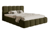 Bett mit Polsterrahmen, Boucle-Bezug in Olivgrün, 140 cm